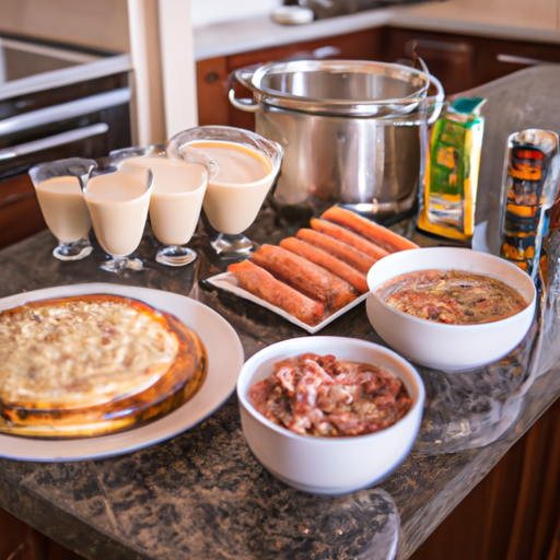 A table set with steaming dishes of hearty comfort food